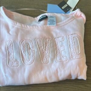 Special Thanks Pink Sweatshirt with 'Loved' Appliqué